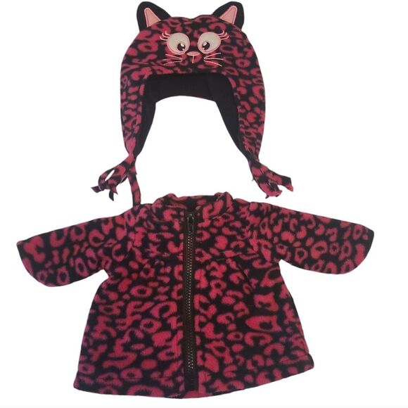 18" Doll Fleece Coat and Kitty Cat Hat Set Pink and Black‎ - Picture 11 of 12